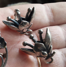 Load image into Gallery viewer, Sterling by Jewelart - 1930s 1940s Sterling Silver Brooch and Earring set - Art Deco Lilies Lily